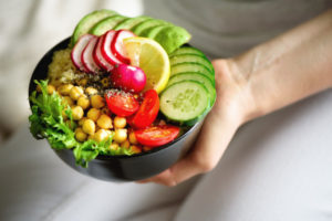 Chickpea scramble bowl: